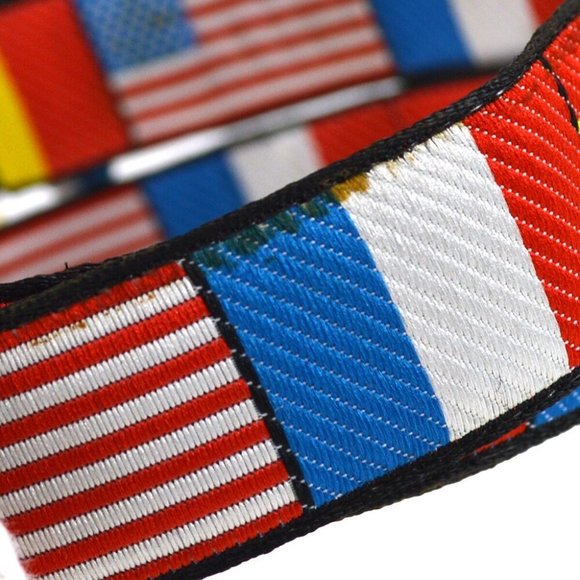 AUTH CHANEL CC Logos National Flag Buckle Belt Canvas 70/28 95C Multi Color - Picture 2 of 7